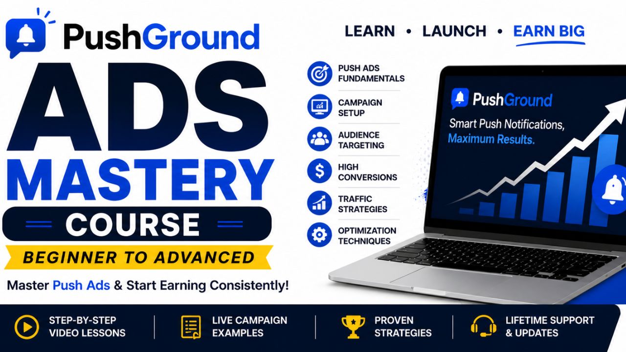 📚PushGround Ads Mastery Course – Beginner to Advanced