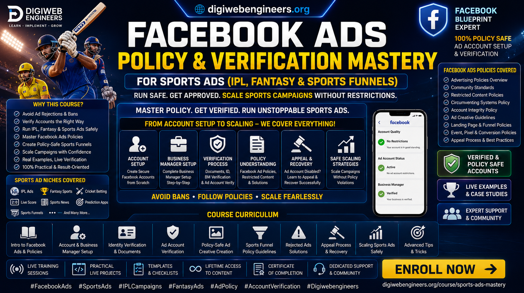 Facebook Ads Policy & Verification Mastery for Sports Ads (IPL, Fantasy & Sports Funnels)
