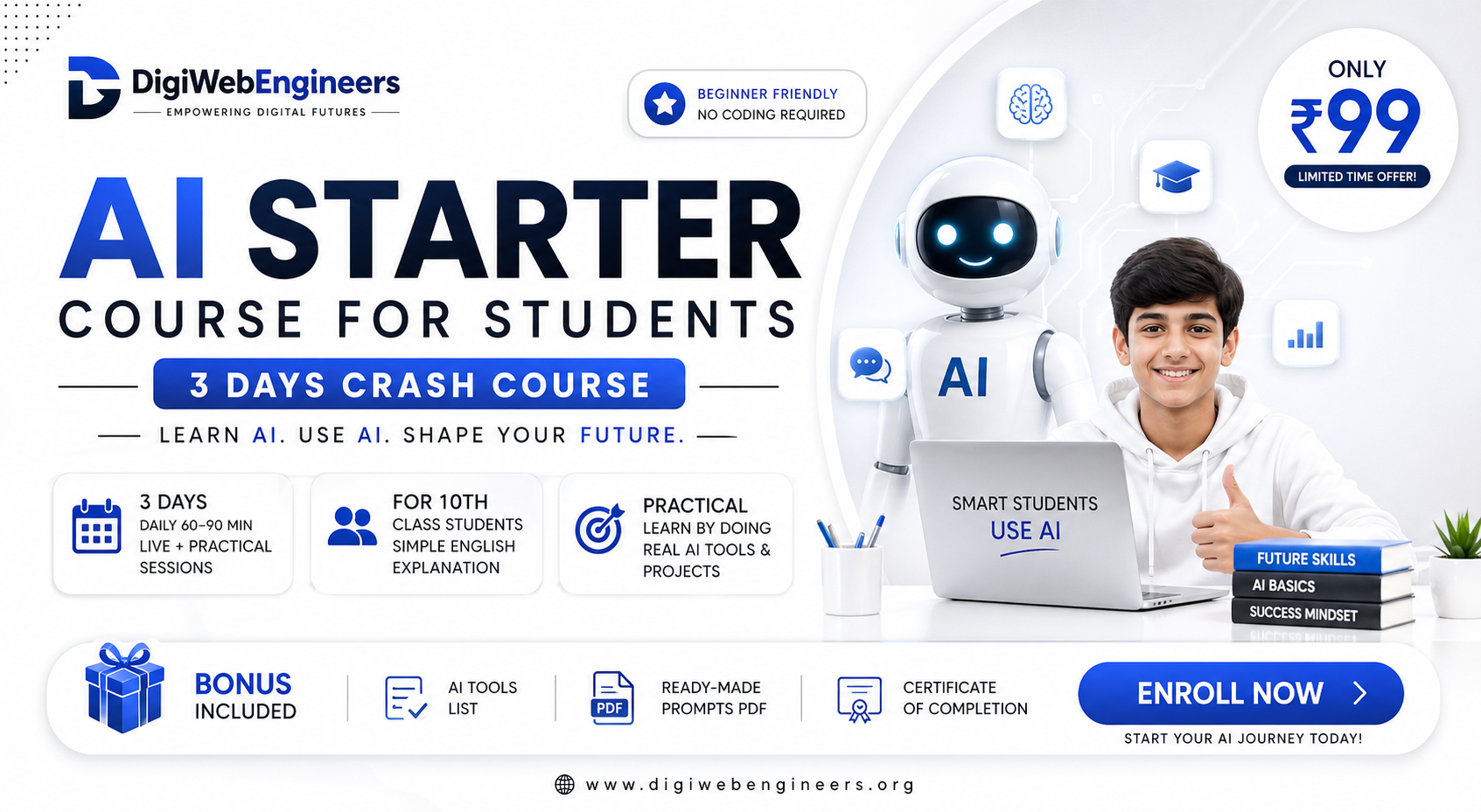 AI Starter Course for Students (3 Days Crash Course) – ₹99 Only